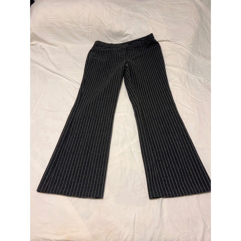 Amanda + Chelsea Gray Pinstripe Flare Leg Trousers Size 12 Professional Workwear